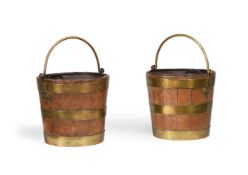 A PAIR OF OAK AND BRASS BOUND BUCKETS, FIRST HALF 19TH CENTURY