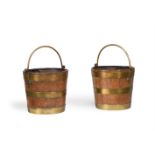 A PAIR OF OAK AND BRASS BOUND BUCKETS, FIRST HALF 19TH CENTURY