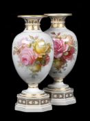 A VERY NEAR PAIR OF BERLIN (KPM) PORCELAIN VASESCIRCA 1900Each painted with bouquets of roses