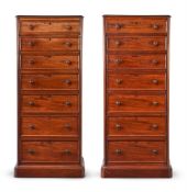 Y A PAIR OF VICTORIAN MAHOGANY 'WELLINGTON' CHESTS OF DRAWERS, CIRCA 1840