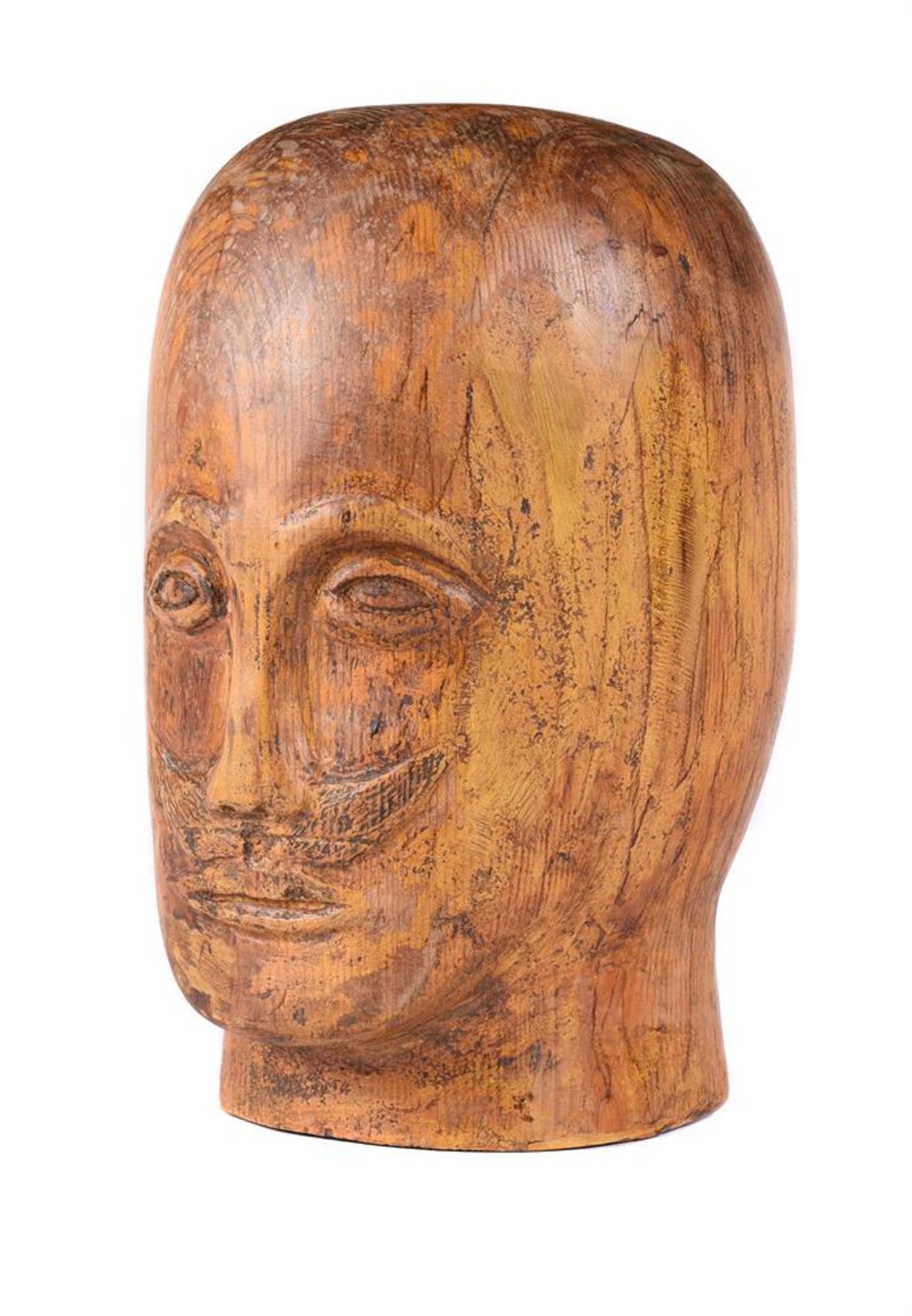 A CARVED PINE MILLINER'S BLOCK IN THE FORM OF A MOUSTACHIOED MAN, LATE 19TH/EARLY 20TH CENTURY - Image 2 of 5