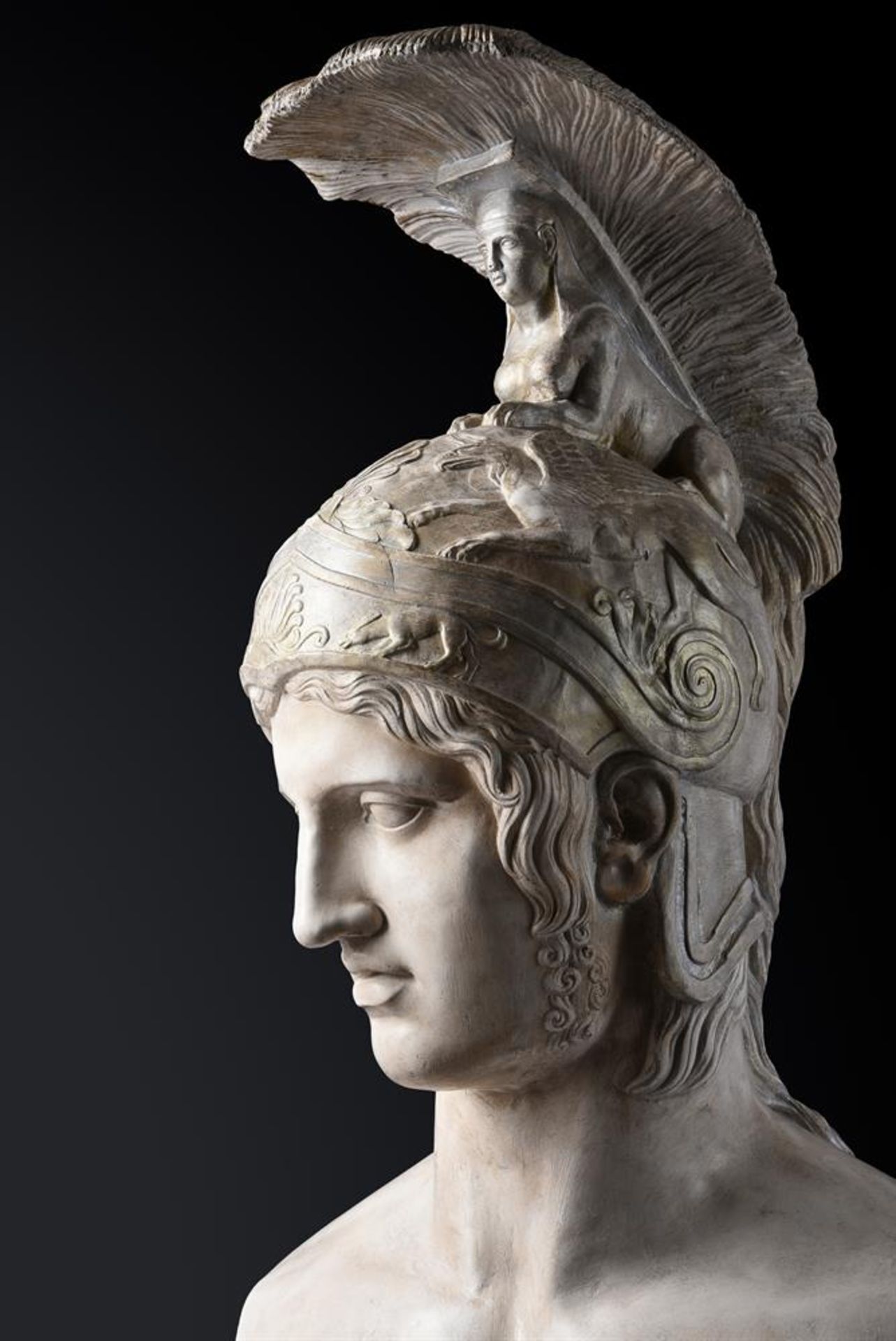 A LARGE PLASTER BUST OF ARES, THE GOD OF WAR, 20TH CENTURY, IN THE MANNER OF BRUCCIANI - Image 2 of 5