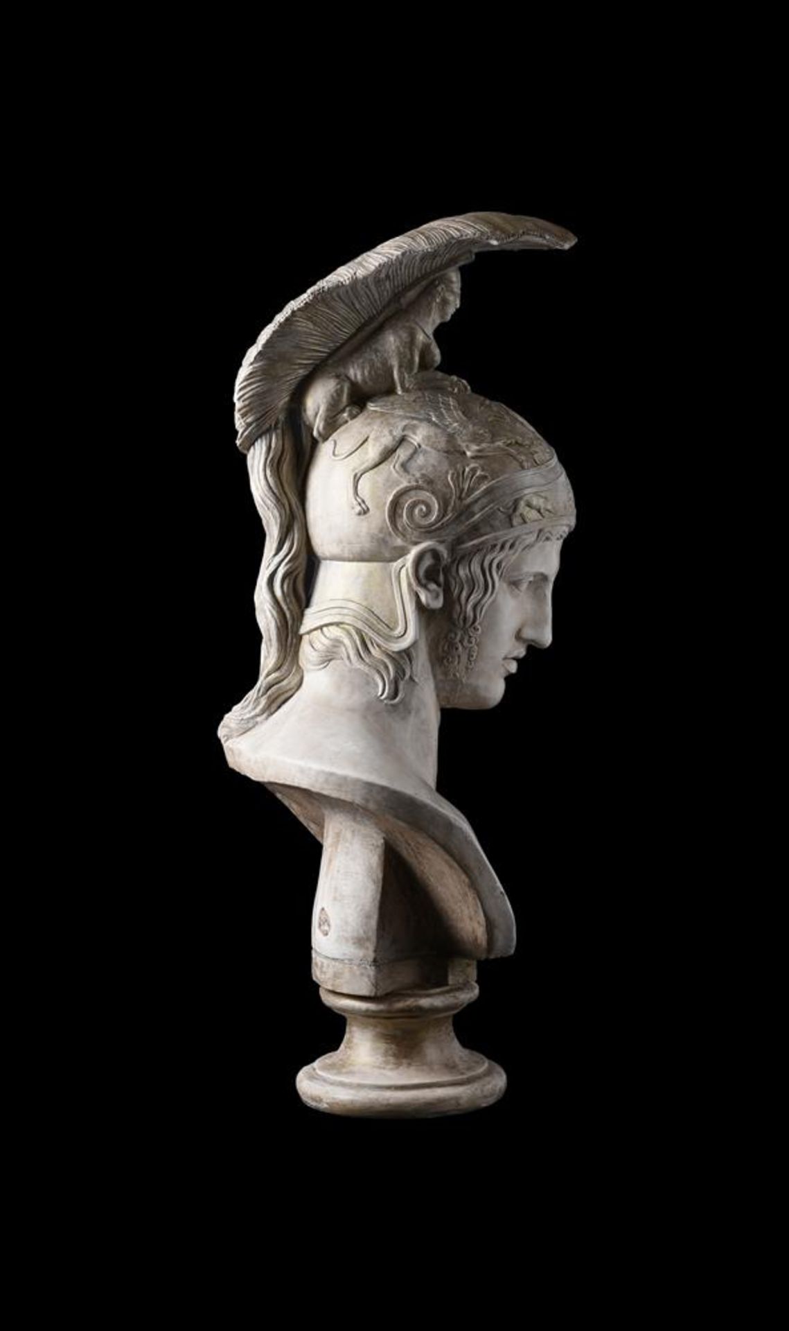 A LARGE PLASTER BUST OF ARES, THE GOD OF WAR, 20TH CENTURY, IN THE MANNER OF BRUCCIANI - Image 3 of 5