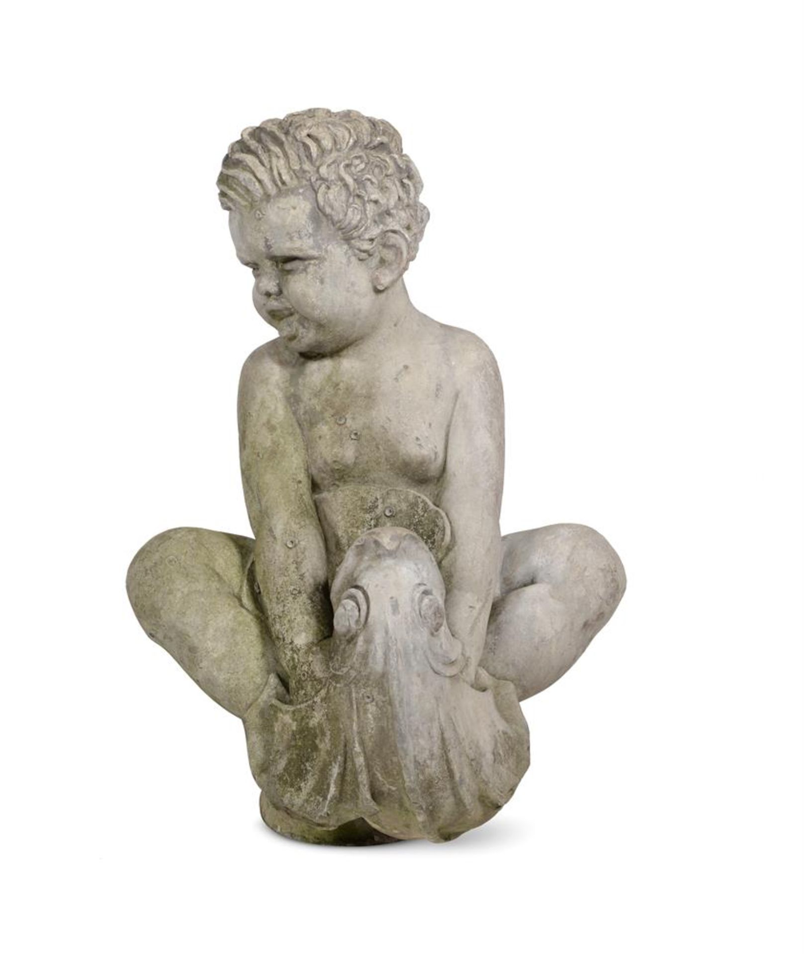 A GEORGE III STYLE LEAD FOUNTAIN OF A BOY WITH A FISH, 19TH CENTURY, IN THE MANNER OF J P WHITE - Bild 2 aus 2