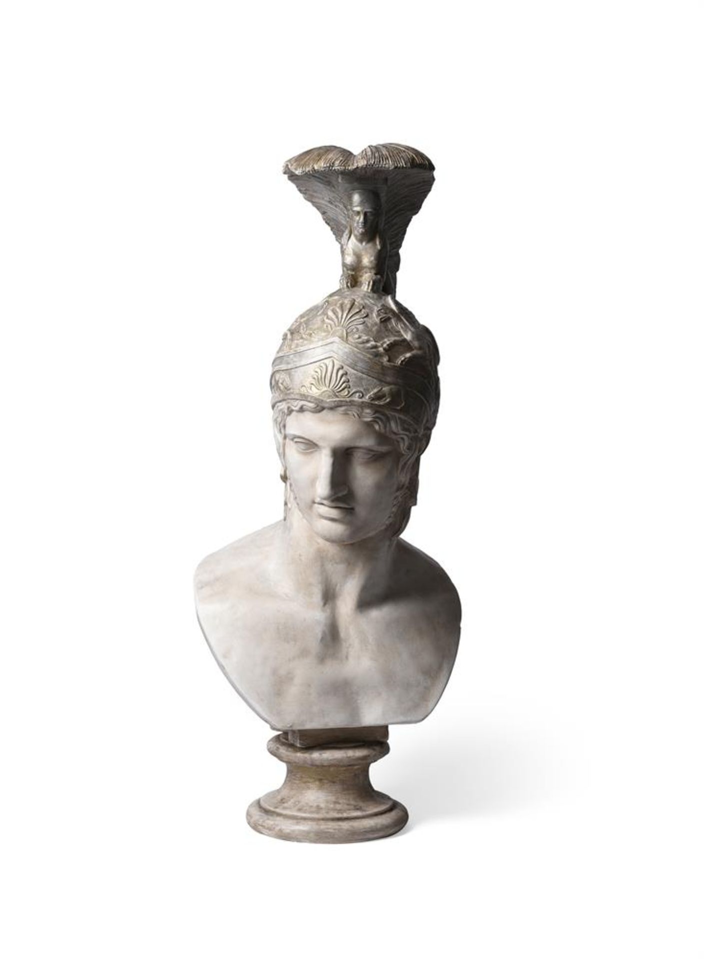 A LARGE PLASTER BUST OF ARES, THE GOD OF WAR, 20TH CENTURY, IN THE MANNER OF BRUCCIANI - Image 5 of 5