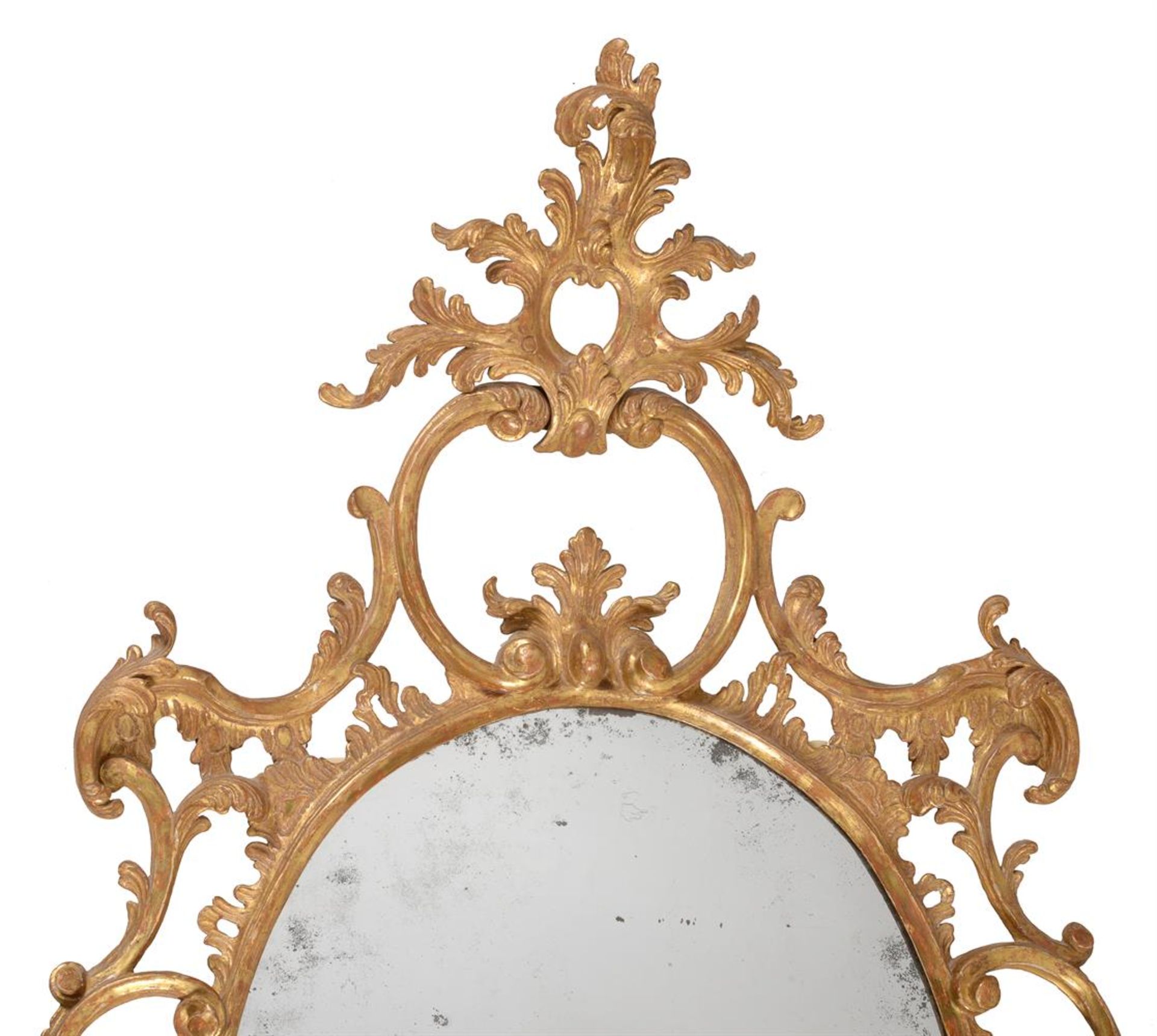 A GEORGE III CARVED GILTWOOD OVAL MIRROR, CIRCA 1765 - Image 3 of 5