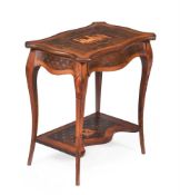 A CONTINENTAL YEW AND MARQUETRY CENTRE OR OCCASIONAL TABLE, IN 18TH CENTURY STYLE