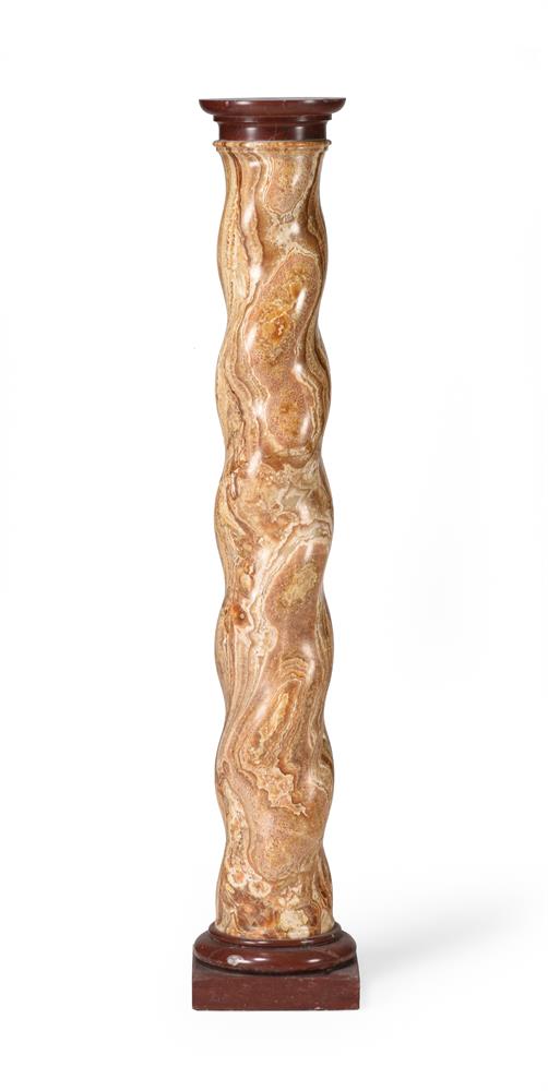 AN ALABASTER AND ROUGE MARBLE SOLOMONIC COLUMN, 19TH CENTURY, PROBABLY ITALIAN - Image 3 of 4