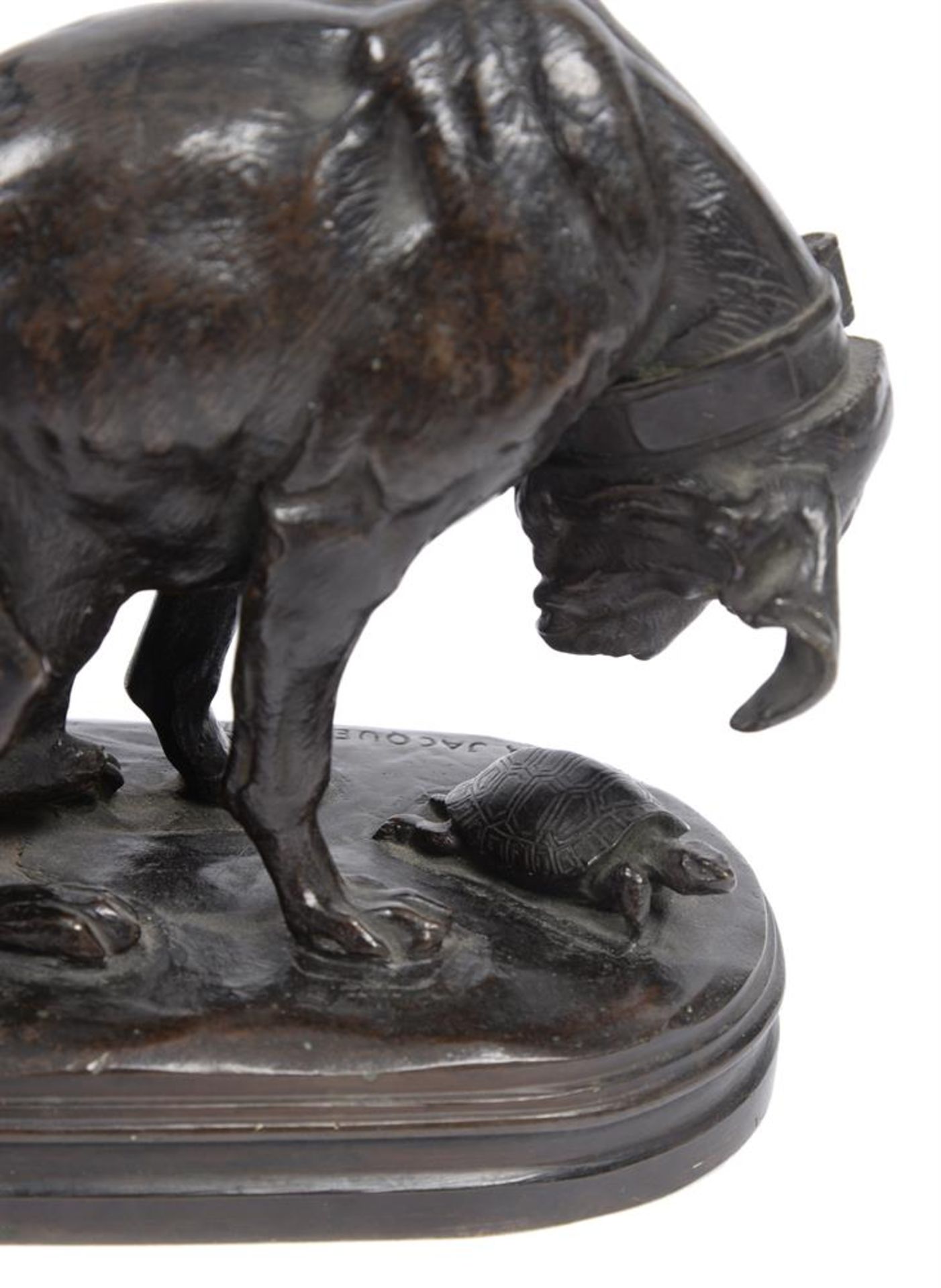 ALFRED JACQUEMART (FRENCH, 1824-1896), BRONZE FIGURE OF 'THE HOUND AND TORTOISE' - Image 3 of 4