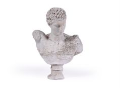 A WEATHERED PLASTER BUST OF HERMES, 19TH CENTURY