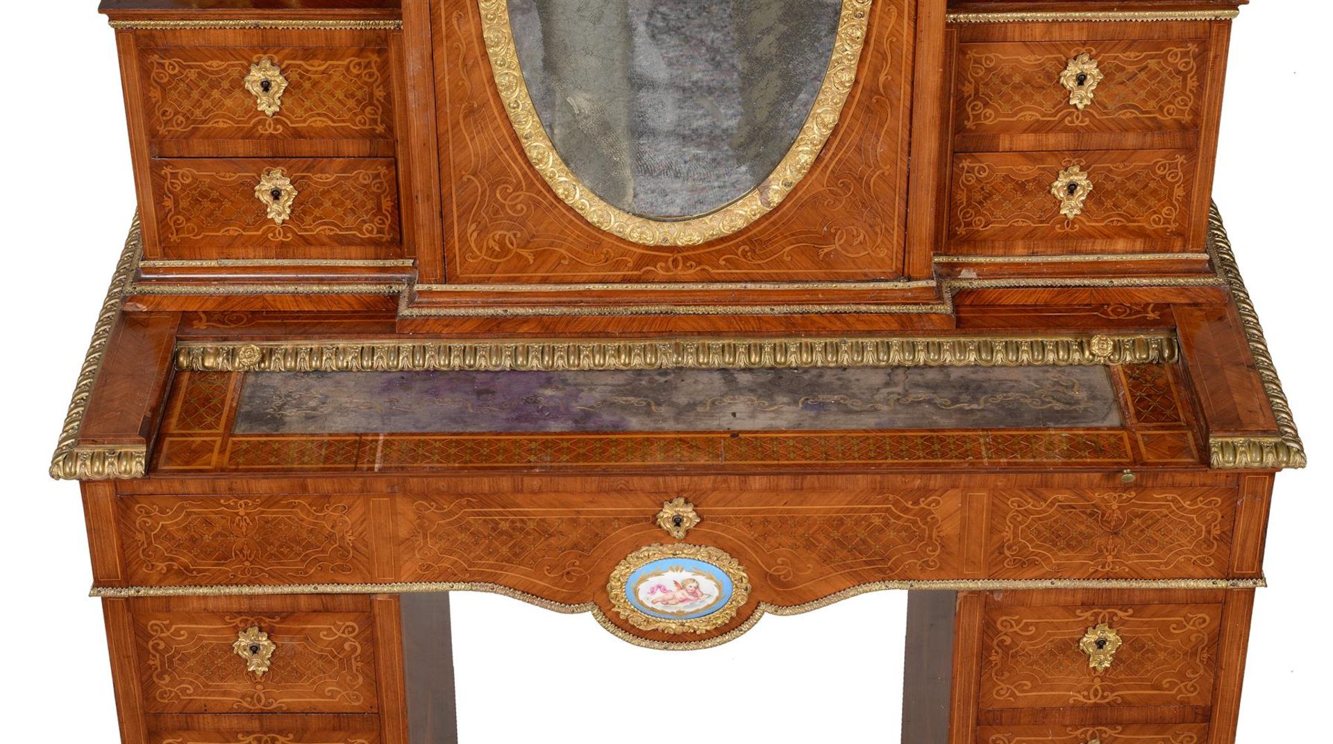 Y A VICTORIAN TULIPWOOD, WALNUT, MARQUETRY, GILT METAL AND PORCELAIN MOUNTED CABINET, CIRCA 1875 - Image 4 of 7