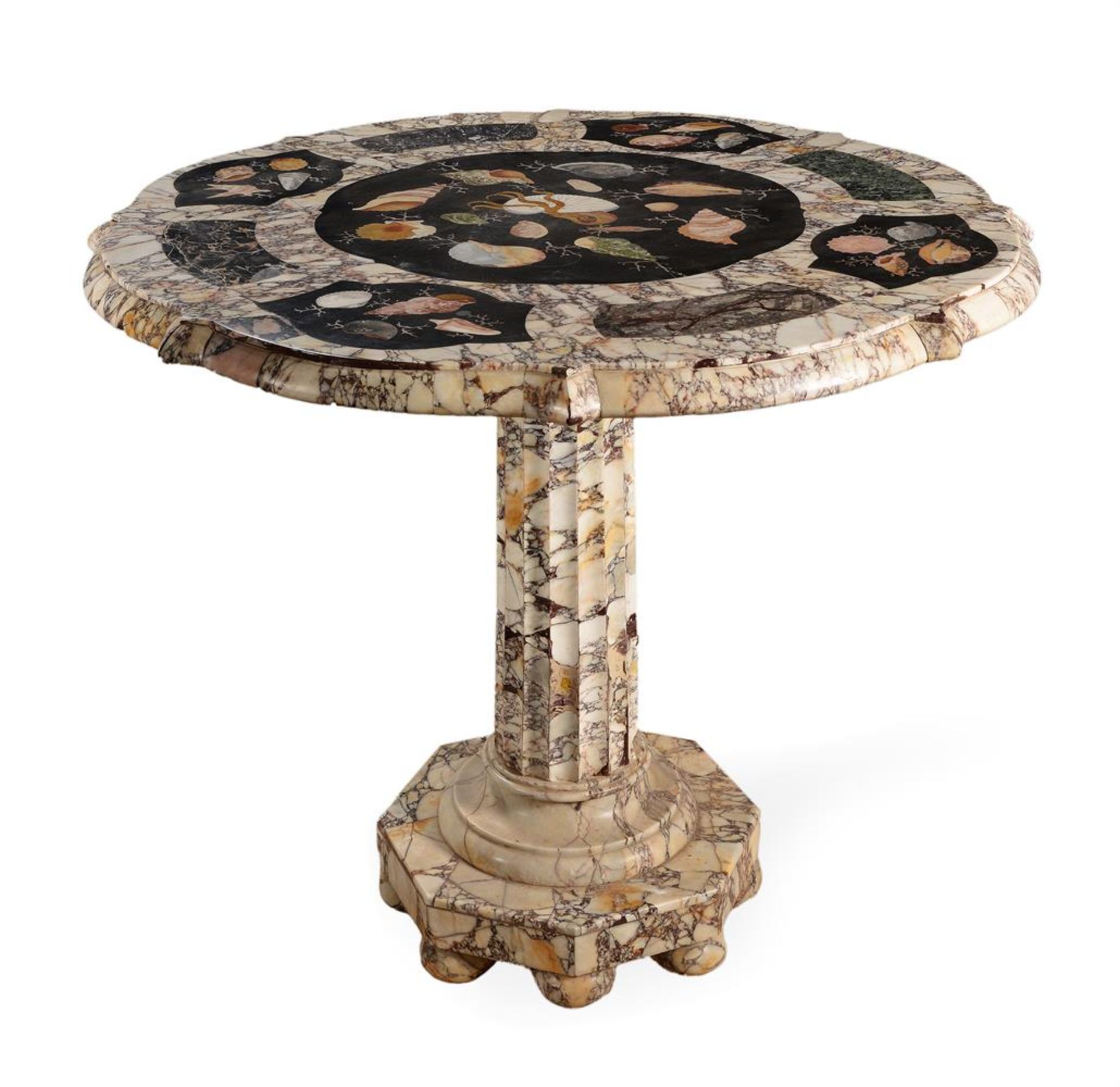 A MALTESE INLAID MARBLE PEDESTAL TABLE, 19TH OR 20TH CENTURY