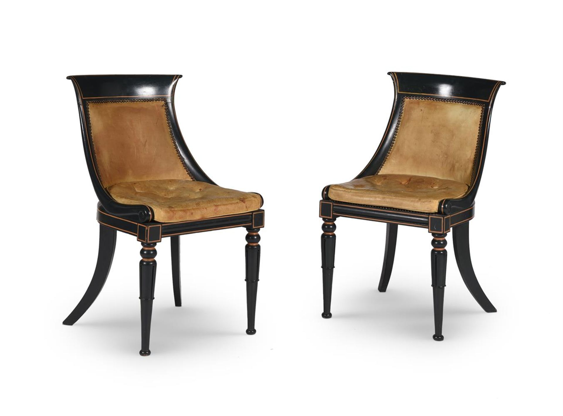 A SET OF FOUR GEORGE IV PAINTED AND PARCEL GILT CHAIRS, CIRCA 1830 - Image 2 of 4