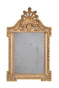 A CREAM PAINTED AND PARCEL GILT WALL MIRROR, IN GEORGE II STYLE, 19TH CENTURY