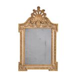 A CREAM PAINTED AND PARCEL GILT WALL MIRROR, IN GEORGE II STYLE, 19TH CENTURY