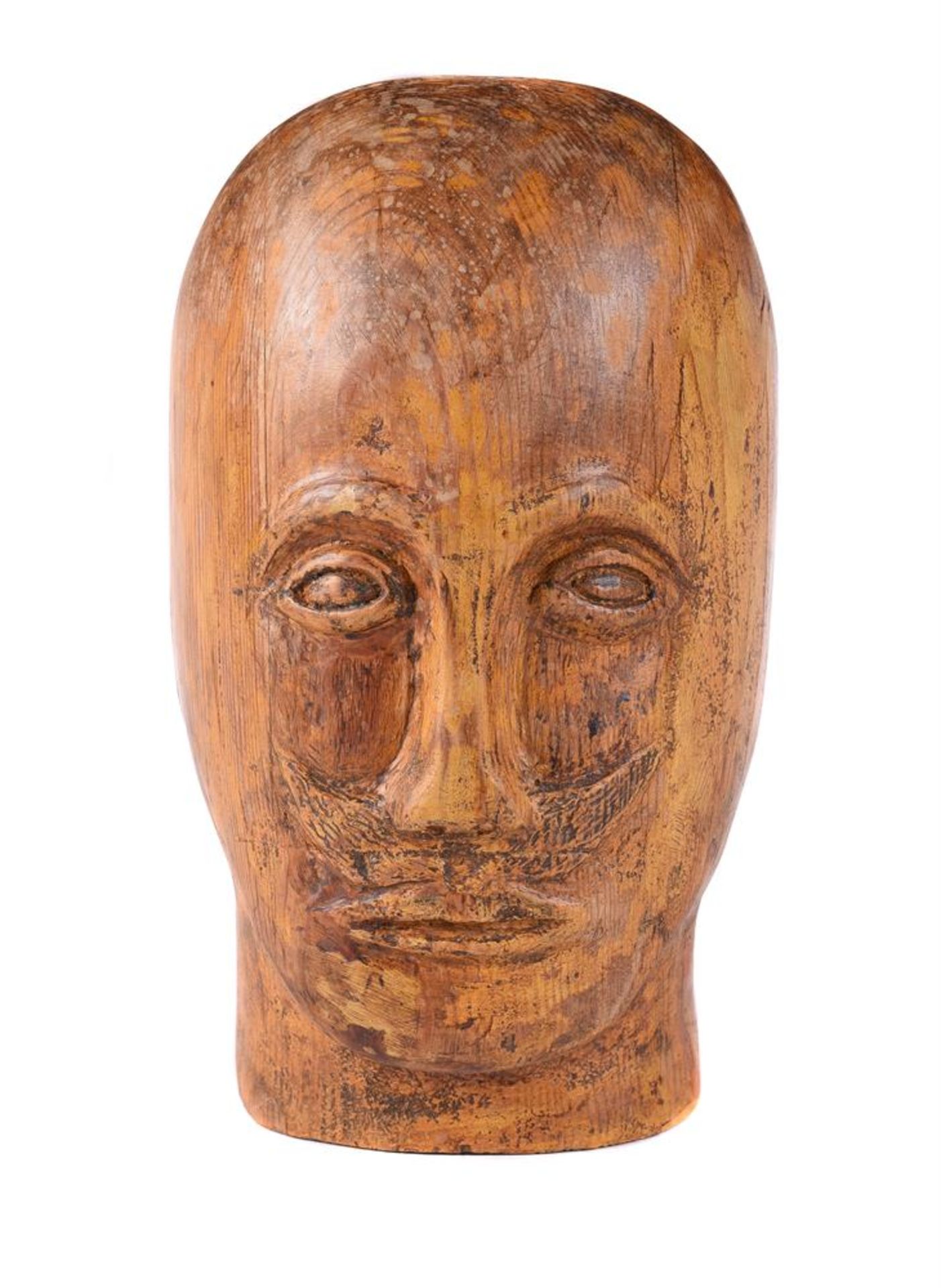 A CARVED PINE MILLINER'S BLOCK IN THE FORM OF A MOUSTACHIOED MAN, LATE 19TH/EARLY 20TH CENTURY - Bild 3 aus 5