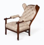 A FRENCH MAHOGANY RECLINING 'OREILLES' ARMCHAIR, BY DUPONT, PARIS, 19TH CENTURY
