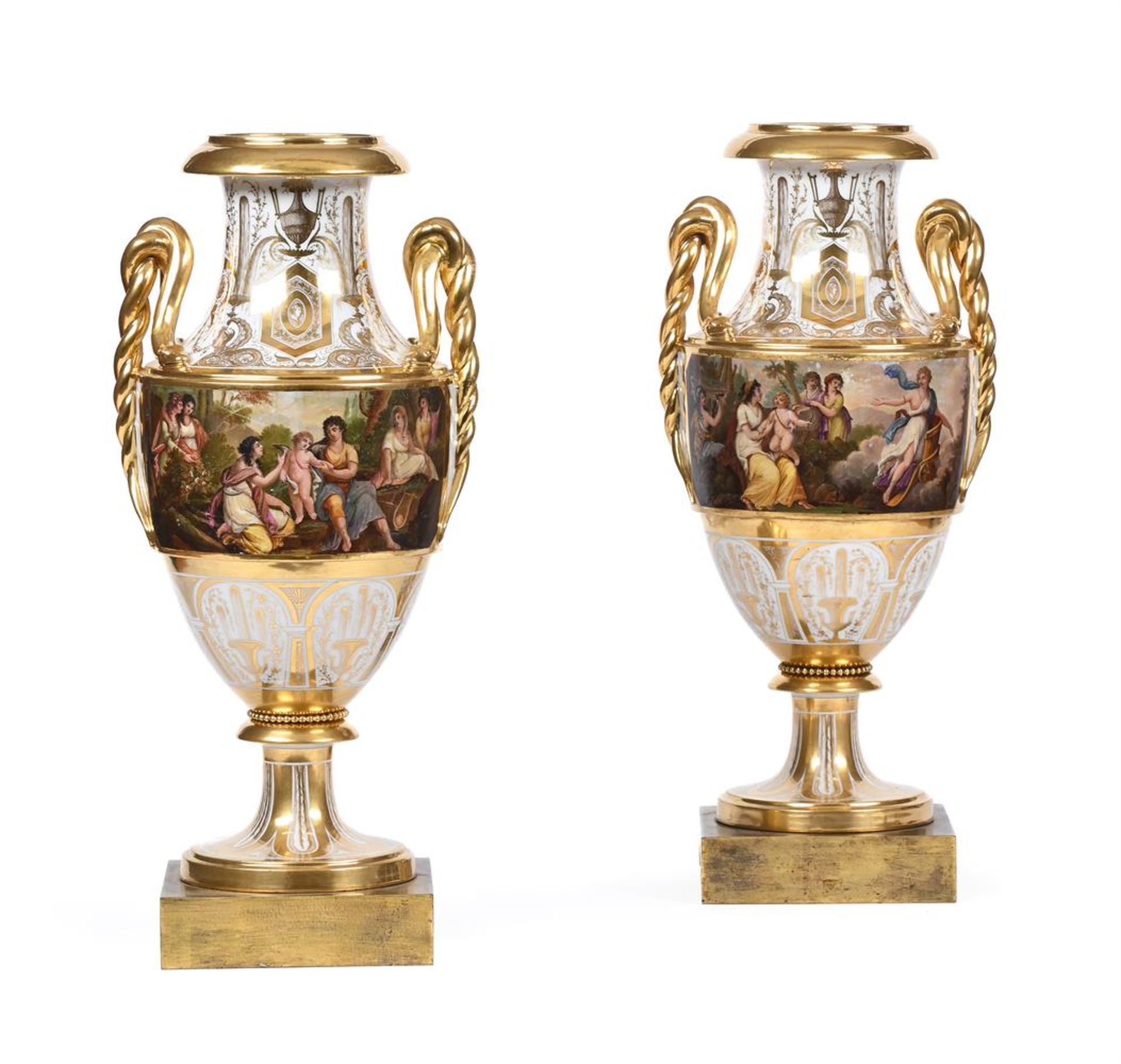 A PAIR OF PARIS PORCELAIN TWO-HANDLED VASES, CIRCA 1830 - Bild 2 aus 6