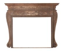 A CARVED PINE FIRE SURROUND IN THE EARLY GEORGE III STYLE, 19TH CENTURY