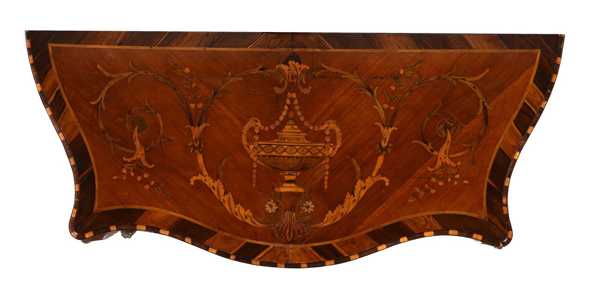 Y A COCUSWOOD, MAHOGANY, ROSEWOOD, MARQUETRY AND GILT METAL MOUNTED SERPENTINE SIDE TABLE - Bild 9 aus 10