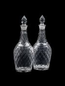 A PAIR OF CUT GLASS DECANTERS AND STOPPERS, LATE 18TH CENTURY