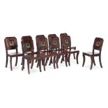 A SET OF TEN GEORGE IV PAINTED PINE HALL CHAIRS, CIRCA 1825