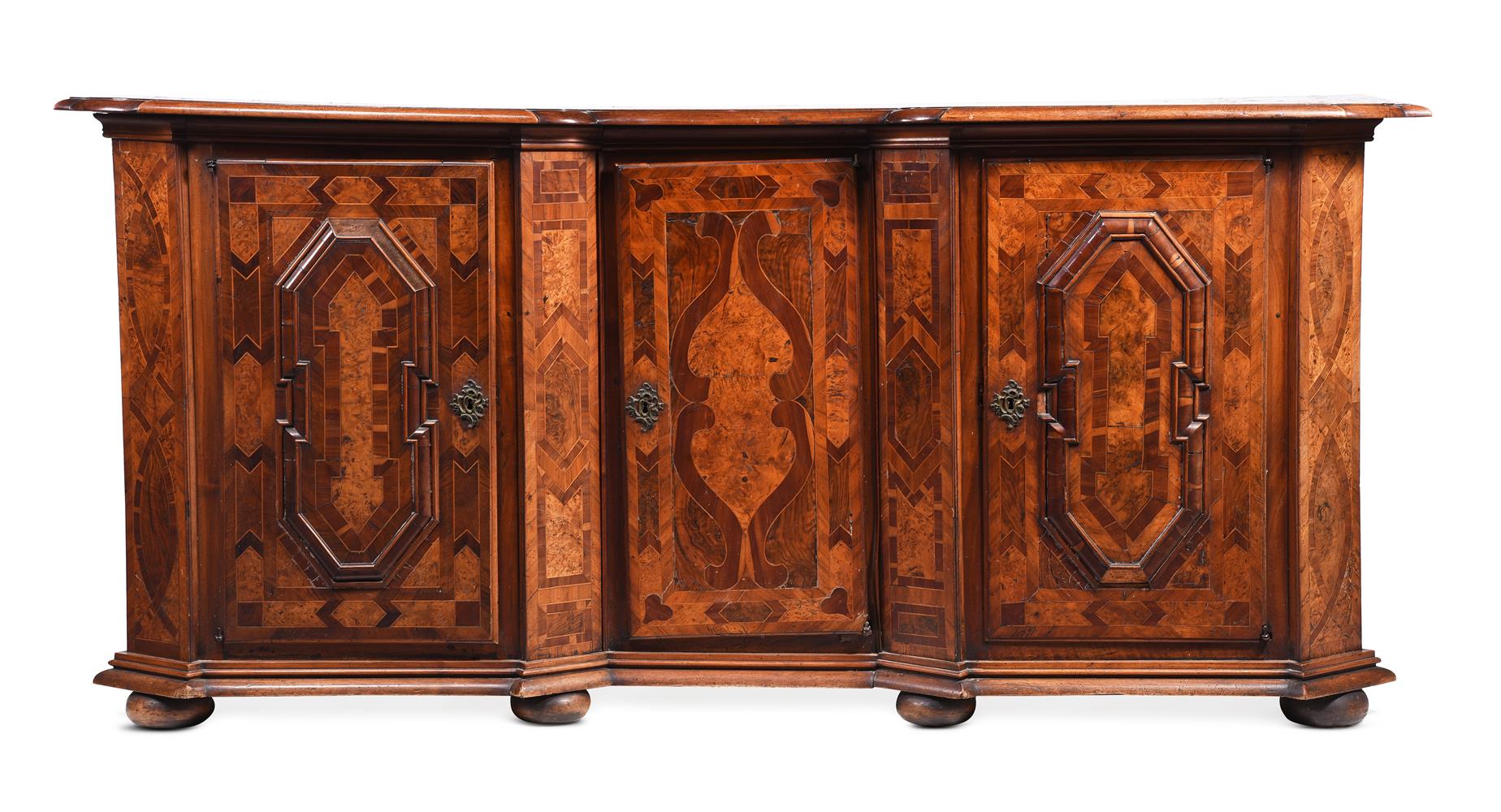 A SWISS WALNUT, BURR WALNUT AND FRUITWOOD BREAKFRONT SIDE CABINET, THIRD QUARTER 18TH CENTURY - Image 2 of 6