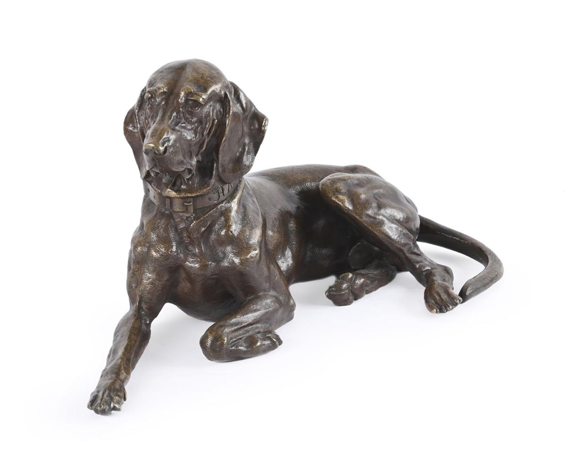 AFTER NIKOLAI LIEBERICH (RUSSIAN, 1828-1883), CAST BY WOERFFEL, A BRONZE FIGURE OF A POINTER DOG - Image 2 of 4