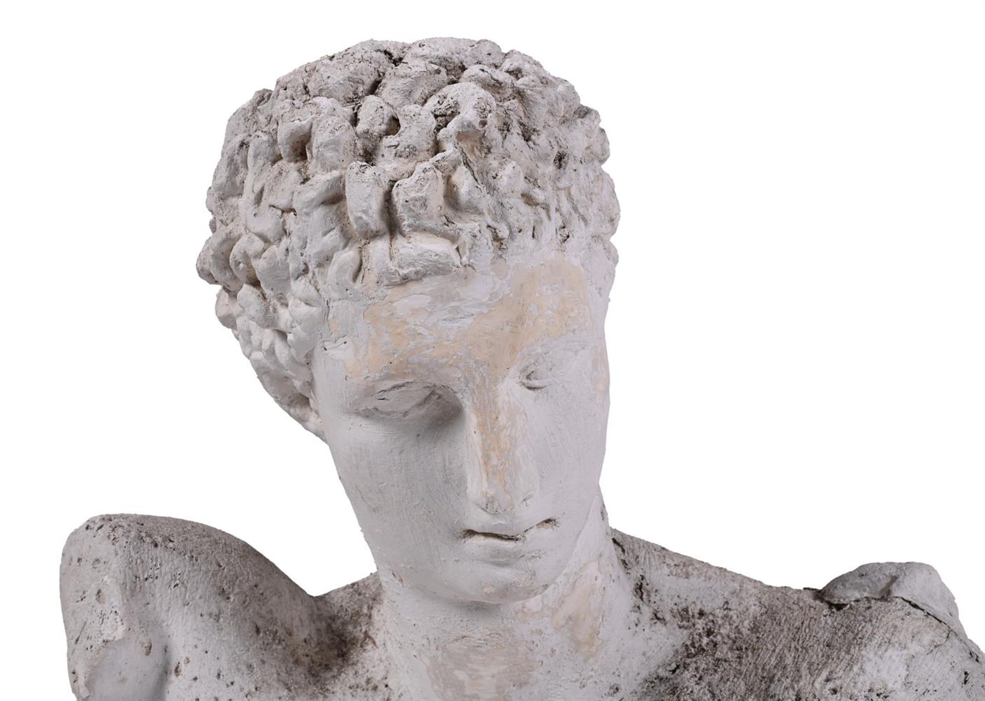 A WEATHERED PLASTER BUST OF HERMES, 19TH CENTURY - Image 5 of 5