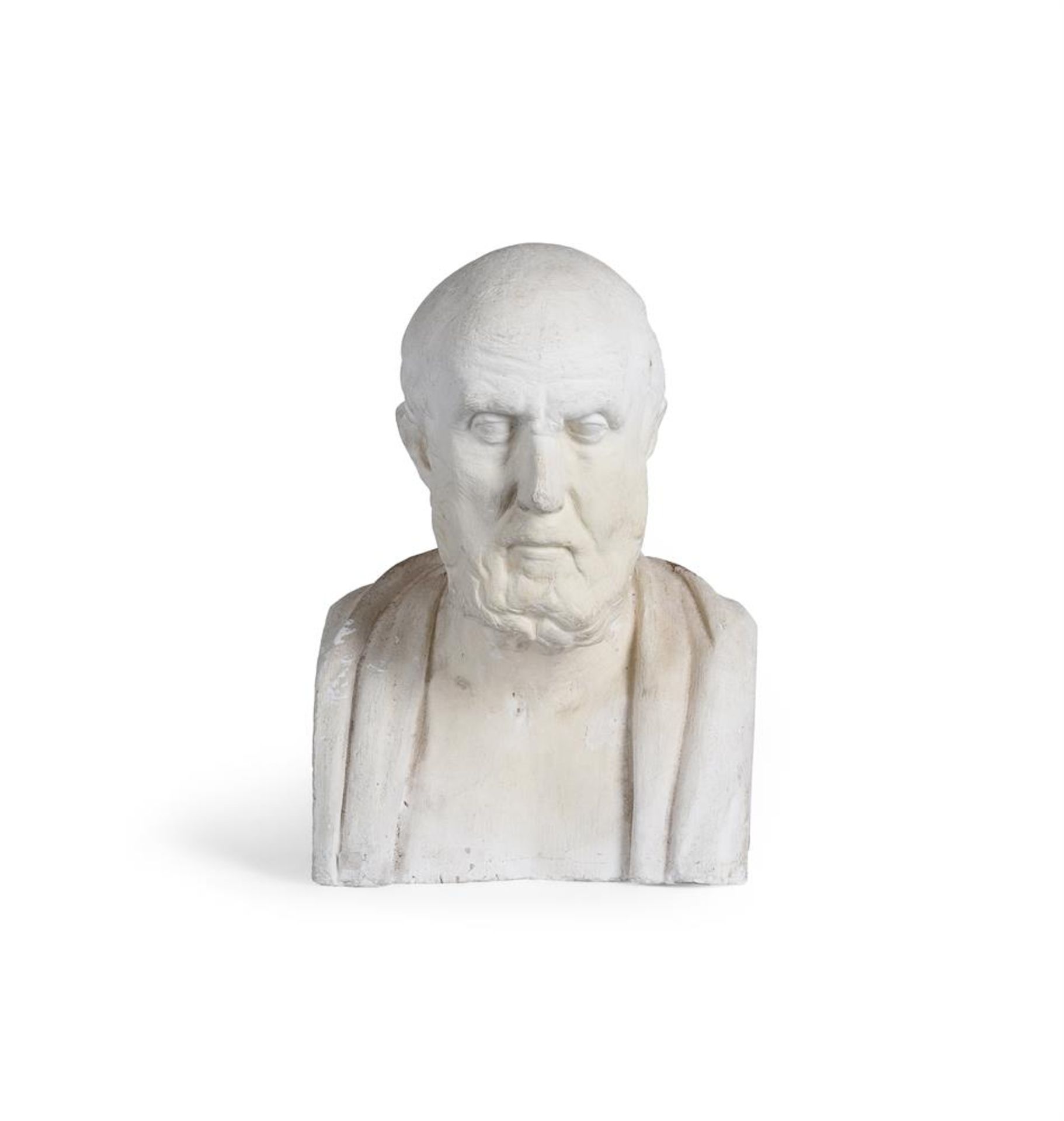 AFTER THE ANTIQUE, A PLASTER BUST OF THE PHILOSOPHER CHRYSIPPUS OF SOLI, 19TH CENTURY - Bild 2 aus 4