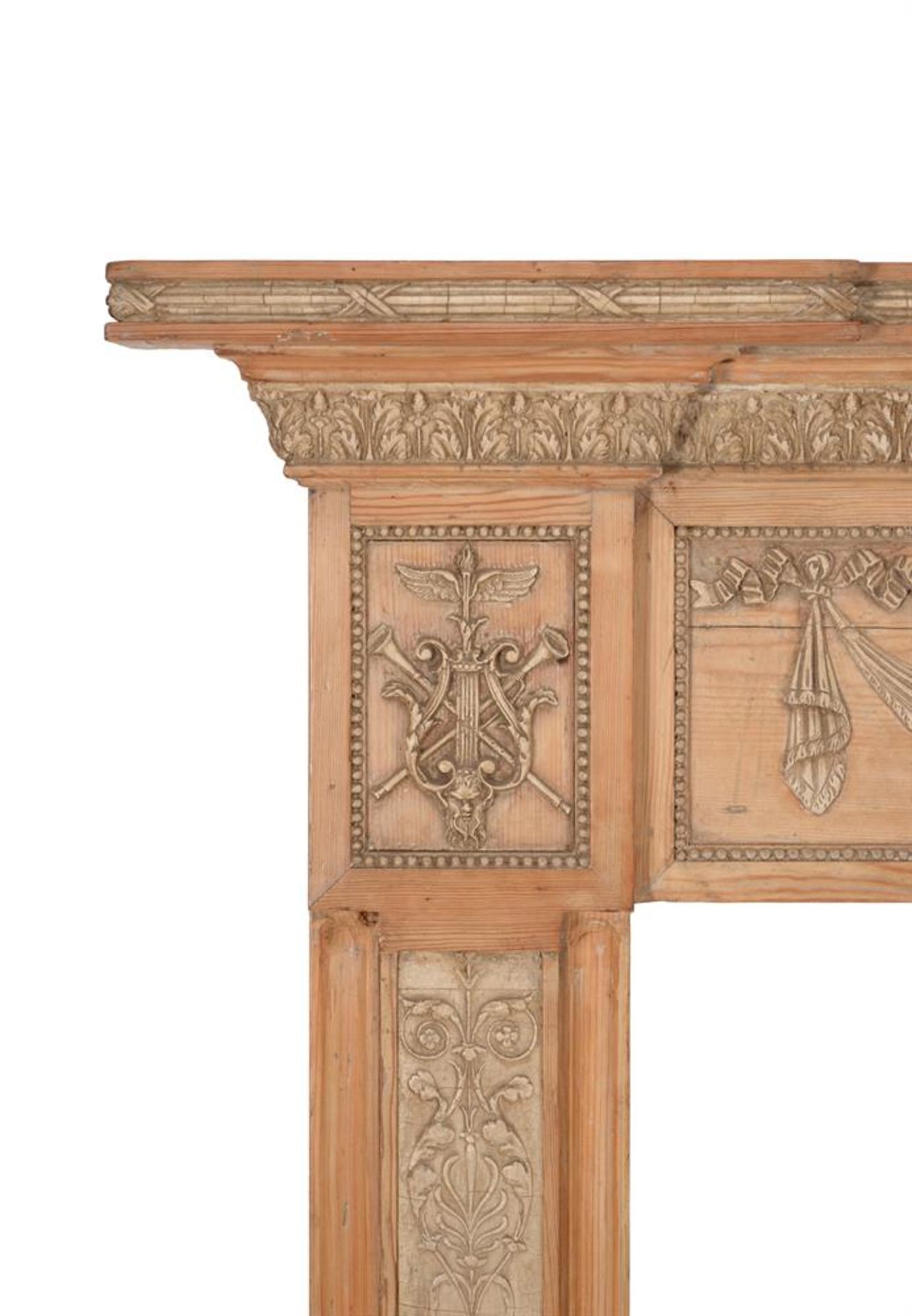 A PINE AND GESSO FIRE SURROUND, 19TH CENTURY - Image 2 of 5