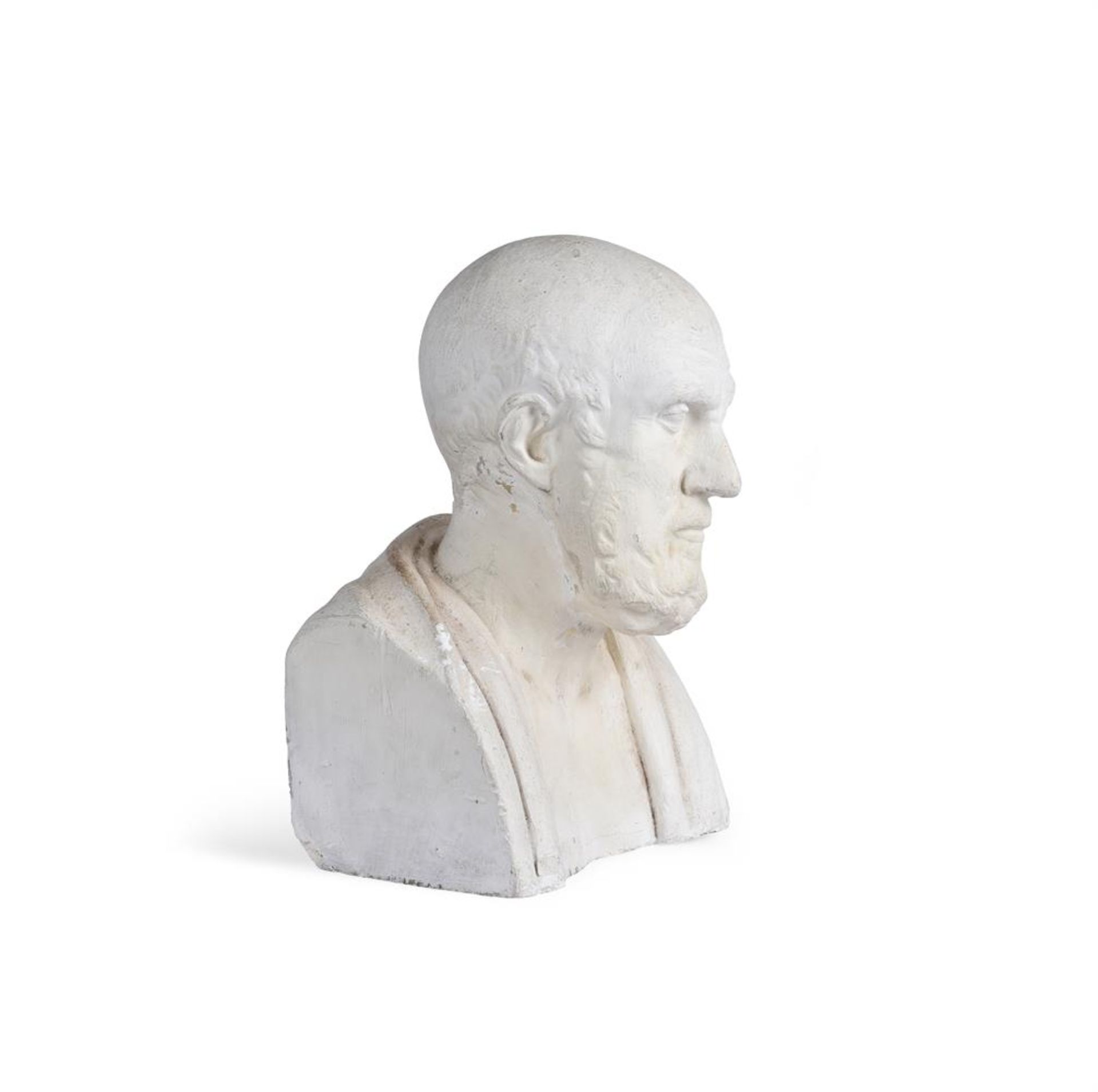 AFTER THE ANTIQUE, A PLASTER BUST OF THE PHILOSOPHER CHRYSIPPUS OF SOLI, 19TH CENTURY - Bild 3 aus 4