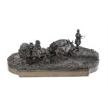 λ AFTER LEONID POSEN, A RARE LARGE BRONZE FIGURAL GROUP 'OXEN' OR 'HEADING TO THE DUCK MARKET'