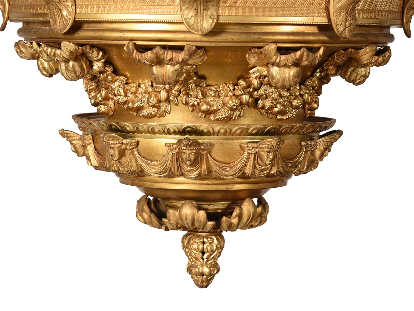 AN ORMOLU NINE LIGHT CHANDELIER, IN THE EMPIRE STYLE, LATE 19TH/EARLY 20TH CENTURY - Image 4 of 6