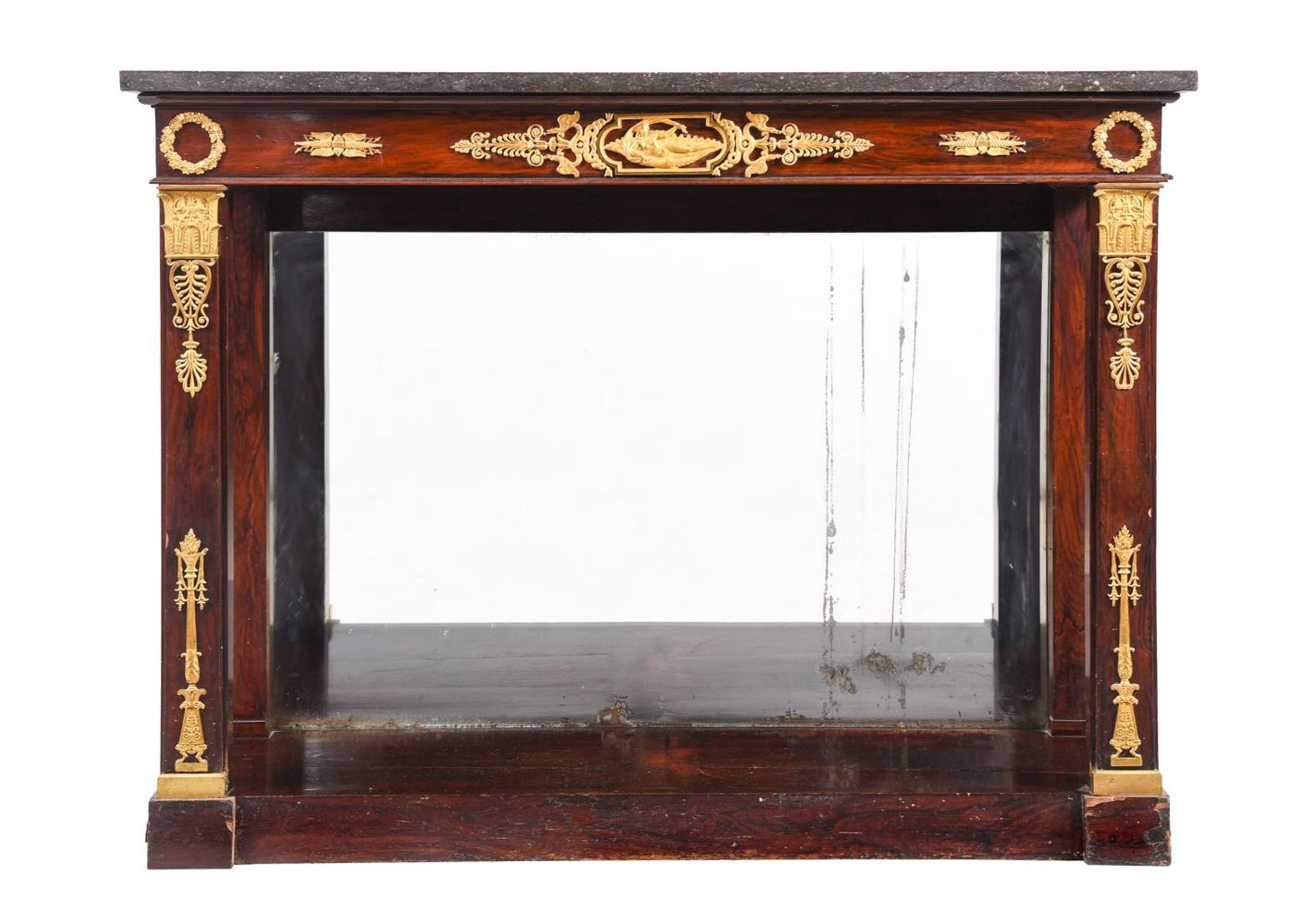 A MAHOGANY AND ORMOLU MOUNTED CONSOLE TABLEIN EMPIRE STYLE