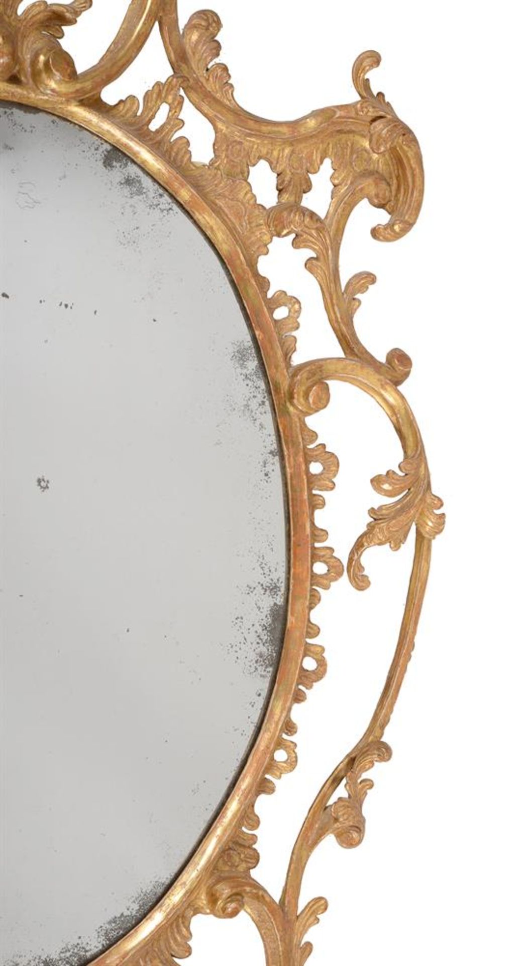 A GEORGE III CARVED GILTWOOD OVAL MIRROR, CIRCA 1765 - Image 4 of 5