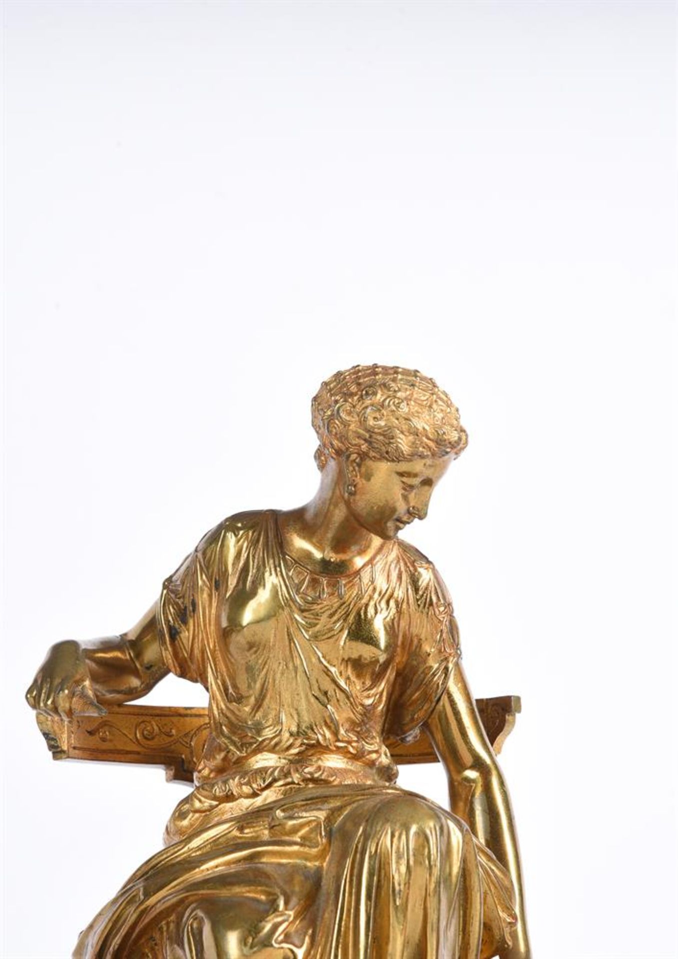 JEAN JULES SALMSON, A GILT BRONZE GROUP OF SEATED WOMAN AND CUPID, 19TH CENTURY, FRENCH - Image 2 of 6