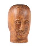 A CARVED PINE MILLINER'S BLOCK IN THE FORM OF A MOUSTACHIOED MAN, LATE 19TH/EARLY 20TH CENTURY