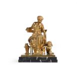 JEAN JULES SALMSON, A GILT BRONZE GROUP OF SEATED WOMAN AND CUPID, 19TH CENTURY, FRENCH