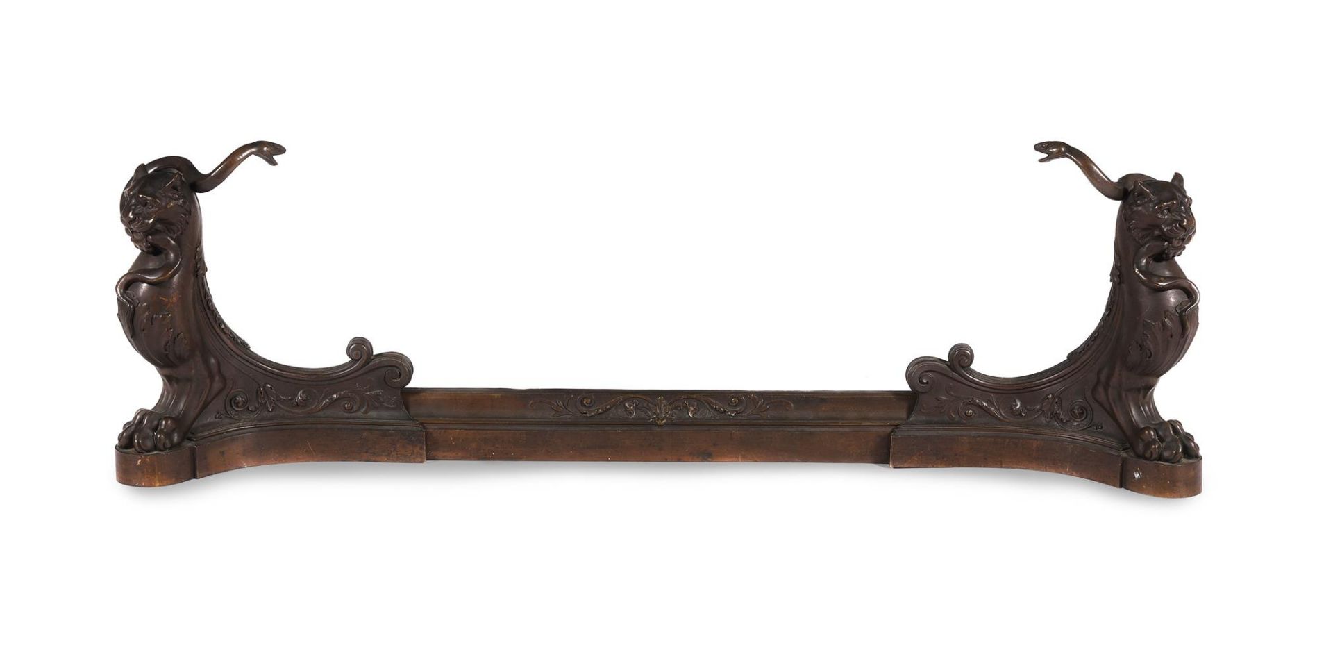 A REGENCY BRONZE ADJUSTABLE FENDER, CIRCA 1815