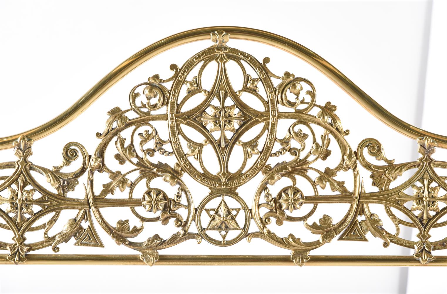 A VICTORIAN GILT BRASS FOUR POST BED, CIRCA 1873 - Image 6 of 10