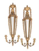 A LARGE PAIR OF GILTWOOD AND MIRRORED GIRANDOLES, LATE 19TH CENTURY