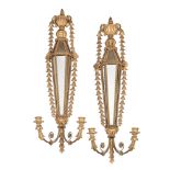 A LARGE PAIR OF GILTWOOD AND MIRRORED GIRANDOLES, LATE 19TH CENTURY