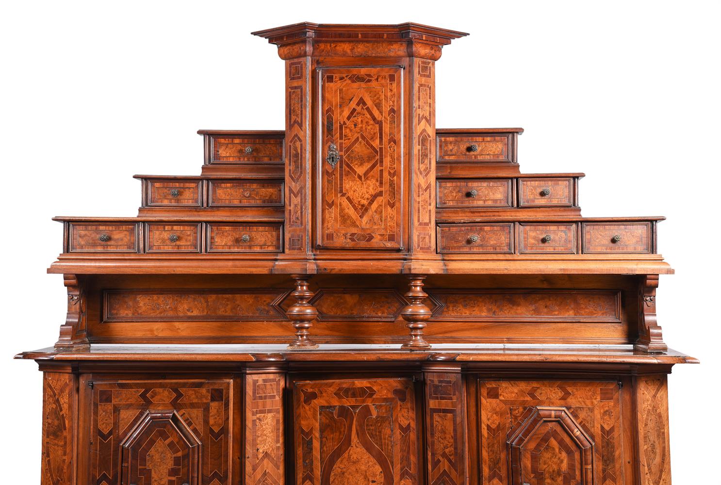 A SWISS WALNUT, BURR WALNUT AND FRUITWOOD BREAKFRONT SIDE CABINET, THIRD QUARTER 18TH CENTURY - Image 3 of 6