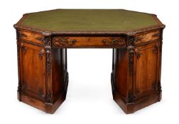 A MAHOGANY OCTAGONAL PARTNER'S DESK, IN THE MANNER OF THOMAS CHIPPENDALE, CIRCA 1900
