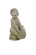 A GEORGE III STYLE LEAD FOUNTAIN OF A BOY WITH A FISH, 19TH CENTURY, IN THE MANNER OF J P WHITE