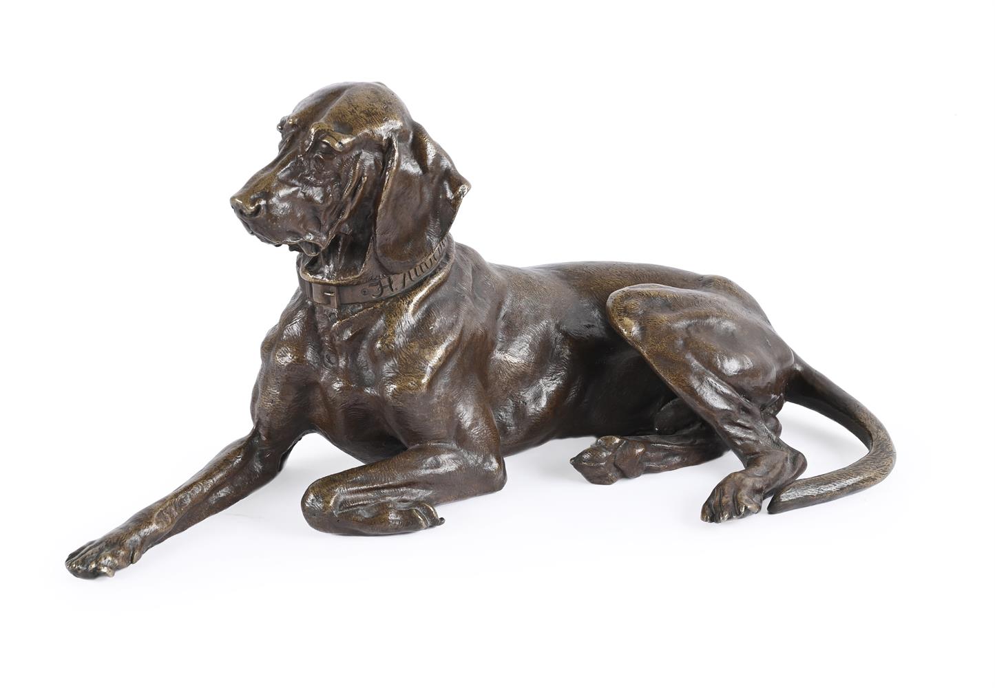 AFTER NIKOLAI LIEBERICH (RUSSIAN, 1828-1883), CAST BY WOERFFEL, A BRONZE FIGURE OF A POINTER DOG