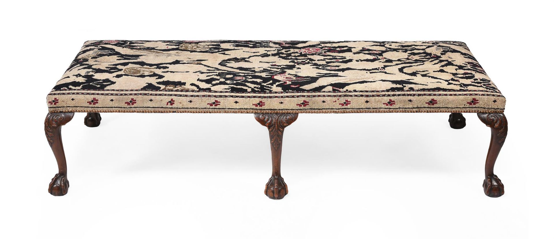 A MAHOGANY OTTOMAN OR STOOL, 19TH CENTURY AND LATER