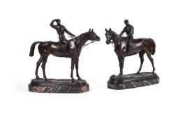 AFTER JULES MOIGNIEZ (1835-1894), A PAIR OF BRONZE EQUESTRIAN GROUPS, FRENCH, LATE 19TH CENTURY