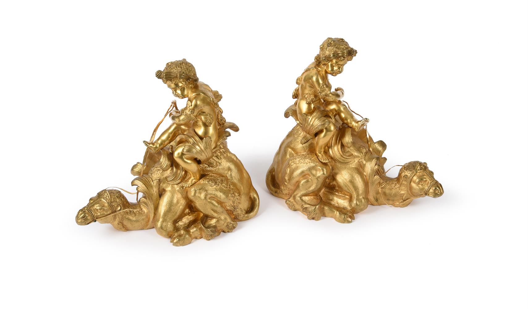 AN UNUSUAL PAIR OF ORMOLU CAMEL CHENETS, LATE 19TH CENTURY, IN THE LOUIS XVI MANNER - Image 3 of 6